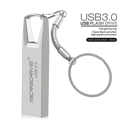 MICRODRIVE Portable Flash Drive 32GB High Speed USB 3.0 Metal U-Disk with Key Ring