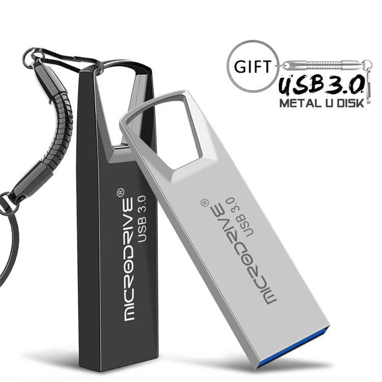 MICRODRIVE Portable Flash Drive 32GB High Speed USB 3.0 Metal U-Disk with Key Ring