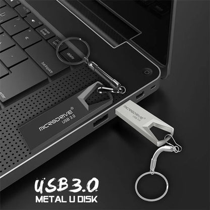 MICRODRIVE Portable Flash Drive 32GB High Speed USB 3.0 Metal U-Disk with Key Ring