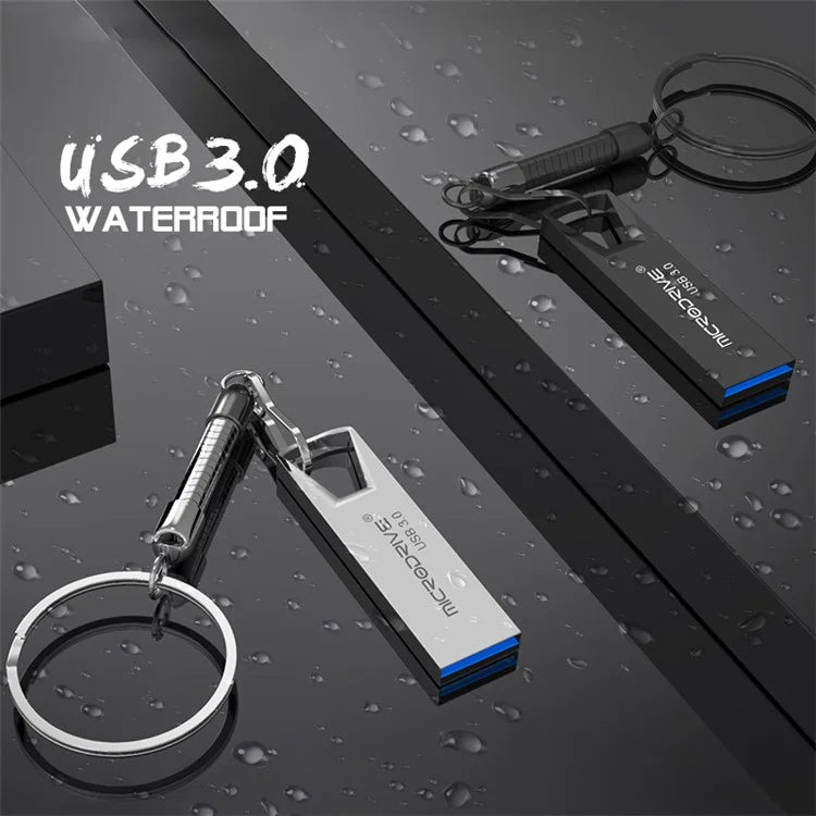 MICRODRIVE Portable Flash Drive 32GB High Speed USB 3.0 Metal U-Disk with Key Ring