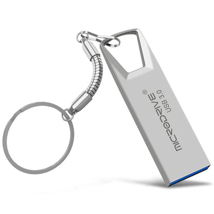 MICRODRIVE 128GB Mini Flash Drive High Speed USB 3.0 Metal U-Disk with Key Ring