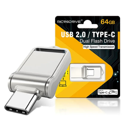 MICRODRIVE High Speed Mini Flash Drive USB 2.0 / Type-C 64GB Metal U-Disk