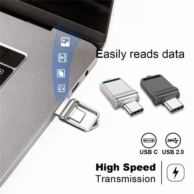 MICRODRIVE High Speed Mini Flash Drive USB 2.0 / Type-C 64GB Metal U-Disk
