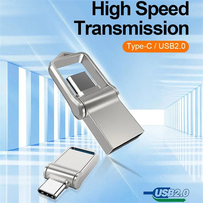 MICRODRIVE 128GB Mini Flash Drive High Speed USB 2.0 / Type-C Metal U-Disk