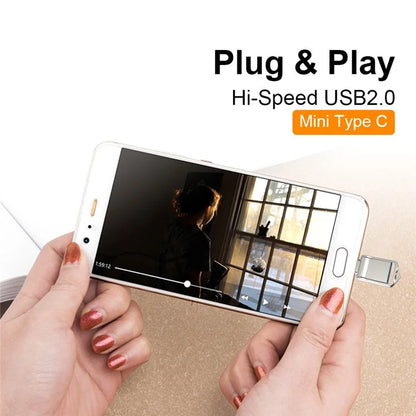 MICRODRIVE 128GB Mini Flash Drive High Speed USB 2.0 / Type-C Metal U-Disk