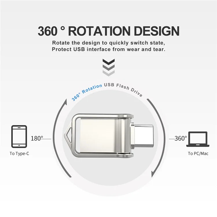 MICRODRIVE 128GB Mini Flash Drive High Speed USB 2.0 / Type-C Metal U-Disk