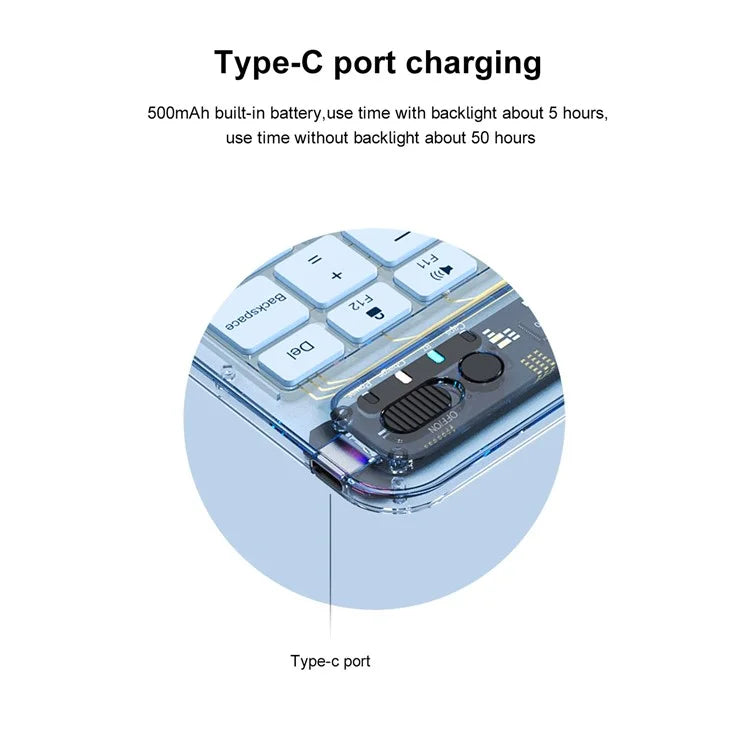 BENWIS OT-CKB-WH Crystal Keyboard Ultra Thin 78-key Bluetooth Keyboard with Backlit