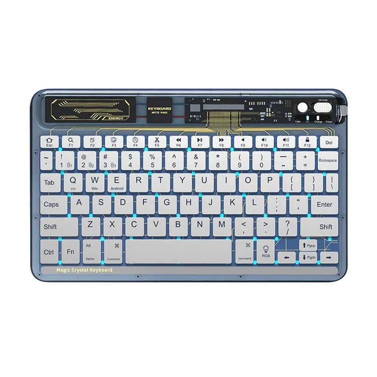 BENWIS OT-CKB-WH Crystal Keyboard Ultra Thin 78-key Bluetooth Keyboard with Backlit