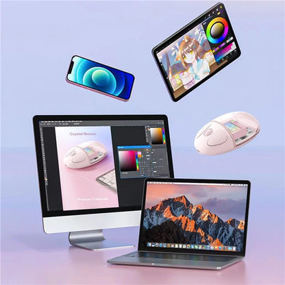 BENWIS OT-CMS-WH Crystal Mouse Silent Wireless Bluetooth / 2.4GHz Dual Mode Mice