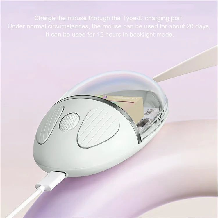 BENWIS OT-CMS-WH Crystal Mouse Silent Wireless Bluetooth / 2.4GHz Dual Mode Mice