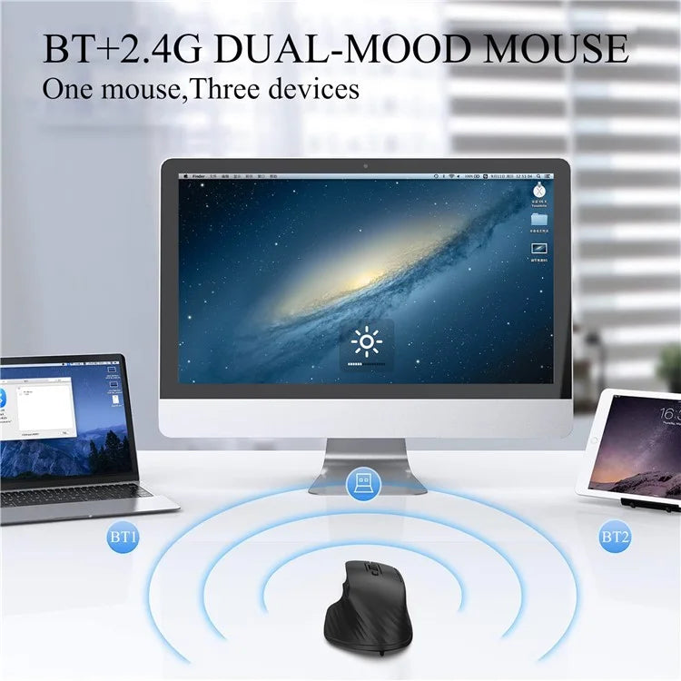HXSJ T16 Wireless Bluetooth Mouse 2 Modes (Bluetooth + 2.4Ghz) 4800 DPI Silent Computer Mouse