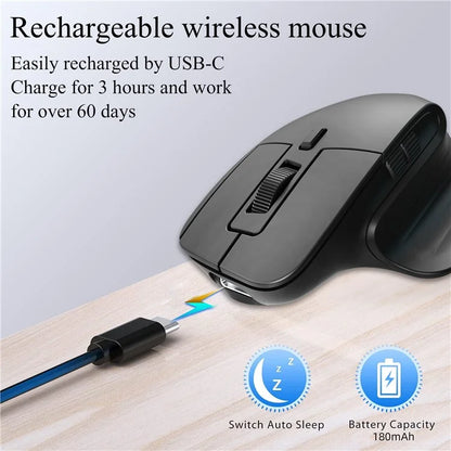 HXSJ T16 Wireless Bluetooth Mouse 2 Modes (Bluetooth + 2.4Ghz) 4800 DPI Silent Computer Mouse