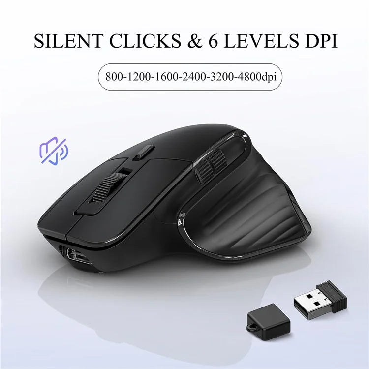 HXSJ T16 Wireless Bluetooth Mouse 2 Modes (Bluetooth + 2.4Ghz) 4800 DPI Silent Computer Mouse