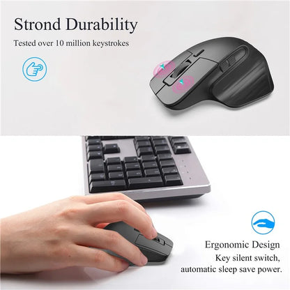 HXSJ T16 Wireless Bluetooth Mouse 2 Modes (Bluetooth + 2.4Ghz) 4800 DPI Silent Computer Mouse
