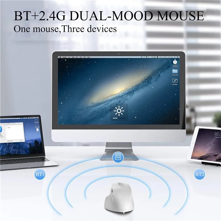 HXSJ T16 Wireless Bluetooth Mouse 2 Modes (Bluetooth + 2.4Ghz) 4800 DPI Silent Computer Mouse