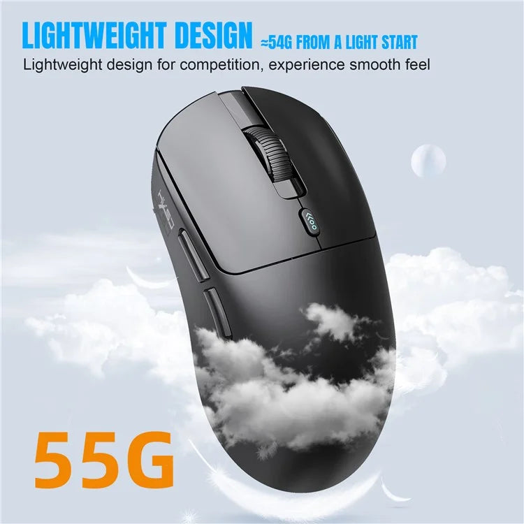 HXSJ T68 3-Mode Lightweight Gaming Mouse PAW-3311 6-Key Programmable TTC 12000DPI Wireless Mouse
