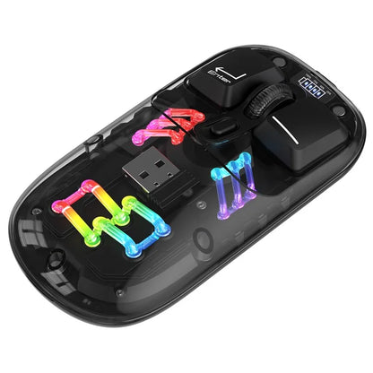 HXSJ T200 Wireless Bluetooth Mouse LED Rechargeable 2 Modes (Bluetooth + 2.4Ghz) Clear Ergonomic Mice