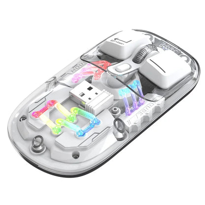 HXSJ T200 Wireless Bluetooth Mouse LED Rechargeable 2 Modes (Bluetooth + 2.4Ghz) Clear Ergonomic Mice