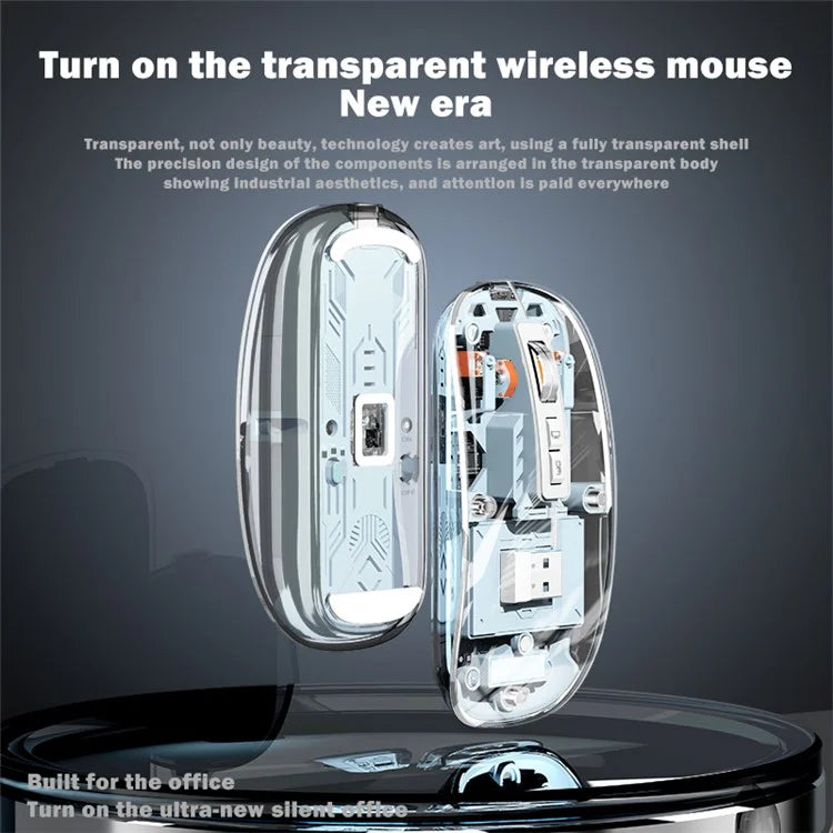 M133 Transparent Bluetooth / 2.4G Wireless Gaming Mouse RGB Light Computer Laptop Mice (CE Certified)