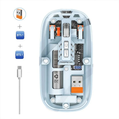 M233 Transparent Mouse Wireless Bluetooth Three Mode Silent Mice for PC Laptop (CE Certified)