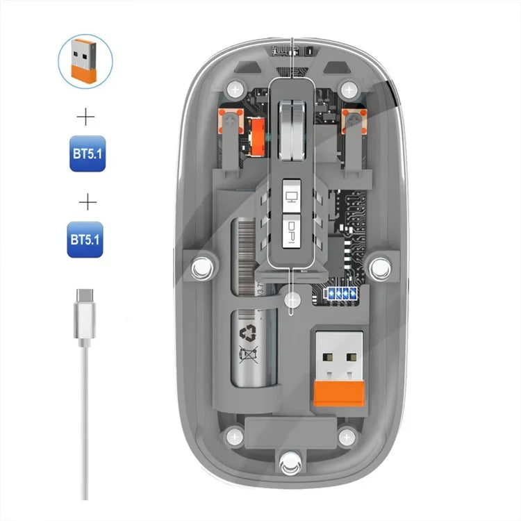 M233 Transparent Mouse Wireless Bluetooth Three Mode Silent Mice for PC Laptop (CE Certified)