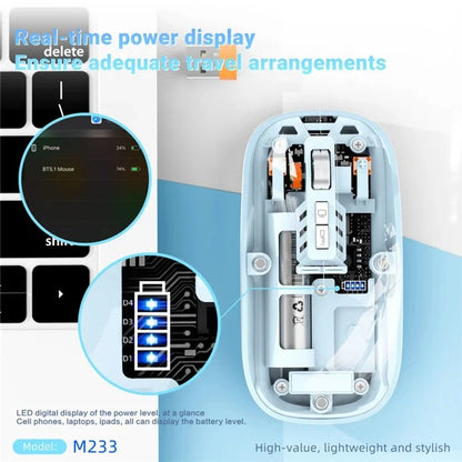 M233 Transparent Mouse Wireless Bluetooth Three Mode Silent Mice for PC Laptop (CE Certified)