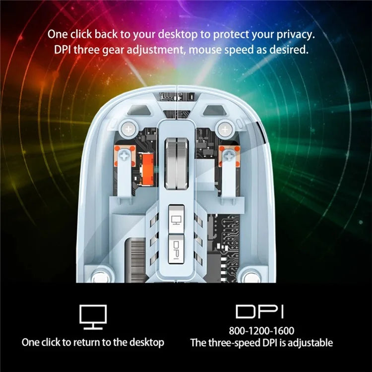 M233 Transparent Mouse Wireless Bluetooth Three Mode Silent Mice for PC Laptop (CE Certified)