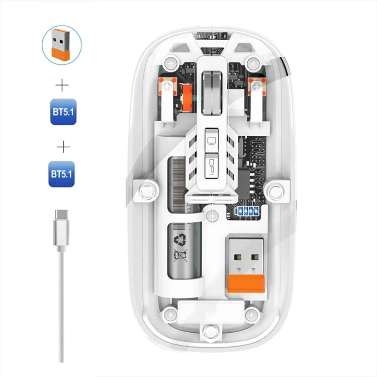 M233 Transparent Mouse Wireless Bluetooth Three Mode Silent Mice for PC Laptop (CE Certified)
