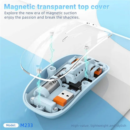 M233 Transparent Mouse Wireless Bluetooth Three Mode Silent Mice for PC Laptop (CE Certified)