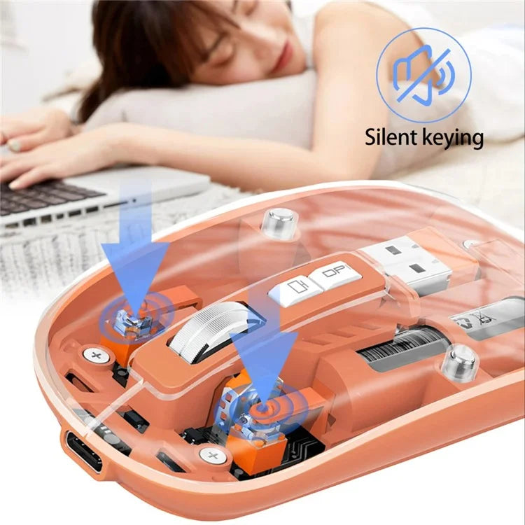 M233 Transparent Mouse Wireless Bluetooth Three Mode Silent Mice for PC Laptop (CE Certified)