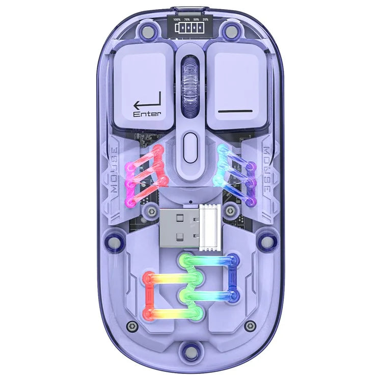 M533 2.4G+Bluetooth 5.0 Dual Mode Transparent Wireless Mouse with RGB Light
