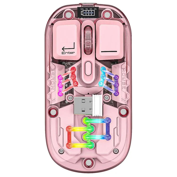 M533 2.4G+Bluetooth 5.0 Dual Mode Transparent Wireless Mouse with RGB Light