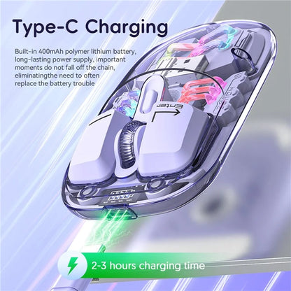 M533 2.4G+Bluetooth 5.0 Dual Mode Transparent Wireless Mouse with RGB Light