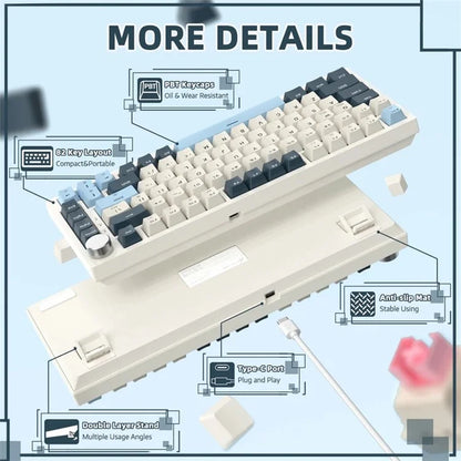ATTACK SHARK K85 Type-C Wired Mechanical Keyboard Wired 82 Keys Magnetic Switch RGB Gaming Keyboard