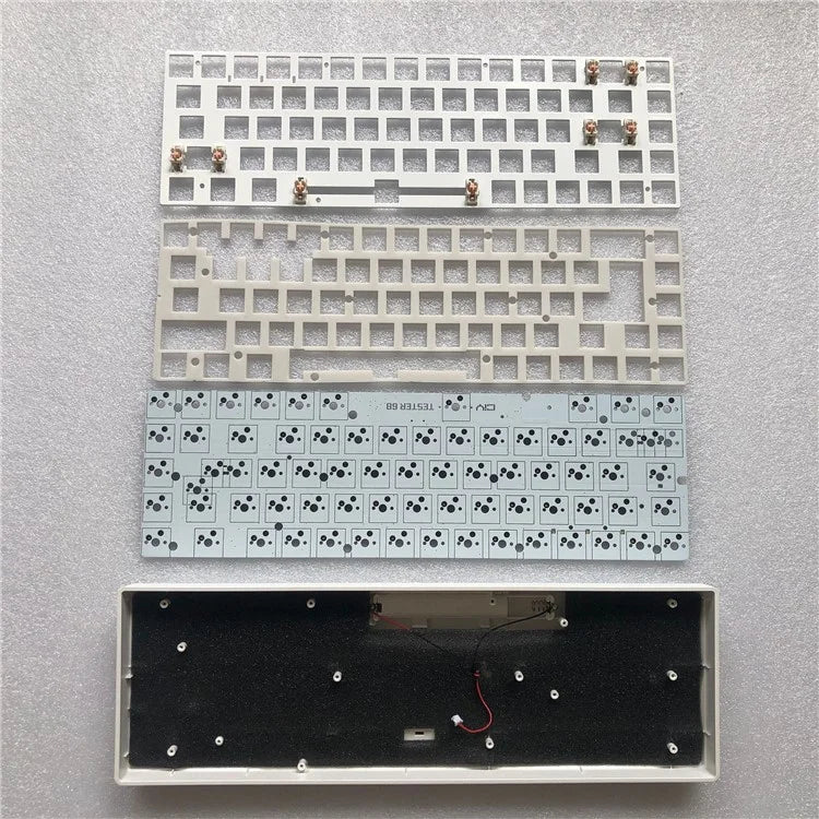 TESTER 68 Hot Swappable 2.4G Wireless+Bluetooth Mechanical Keyboard Kit - White