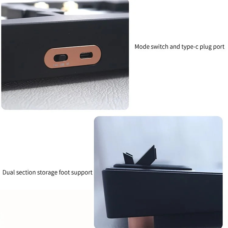 ABM066 2.4G Wireless+USB Wired+Bluetooth Mechanical Gasket-mount Keyboard Kit