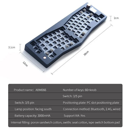 ABM066 2.4G Wireless+USB Wired+Bluetooth Mechanical Gasket-mount Keyboard Kit