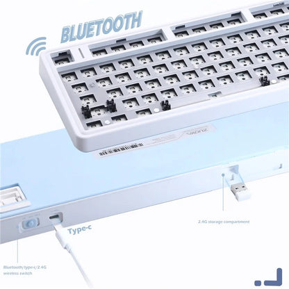 LS01 RGB Keyboard Kit Hot Swap Bluetooth+USB-C Wired+2.4G Wireless Mechanical Keyboard