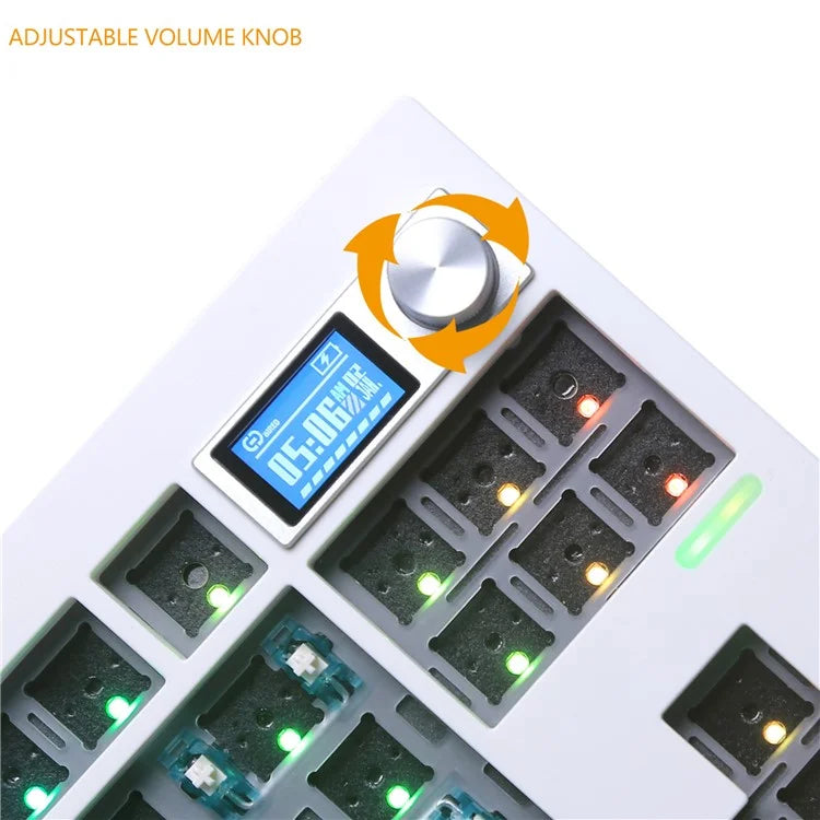 GMK87 RGB Hot Swap Wireless+USB Wired+Bluetooth Mechanical Keyboard Kit with Volume Knob