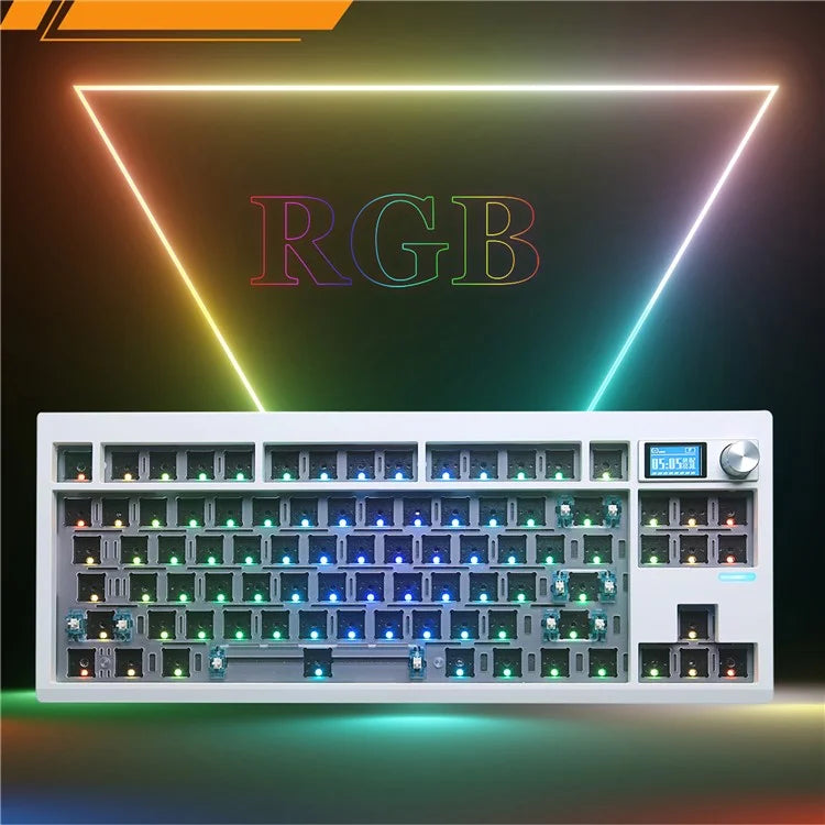 GMK87 RGB Hot Swap Wireless+USB Wired+Bluetooth Mechanical Keyboard Kit with Volume Knob