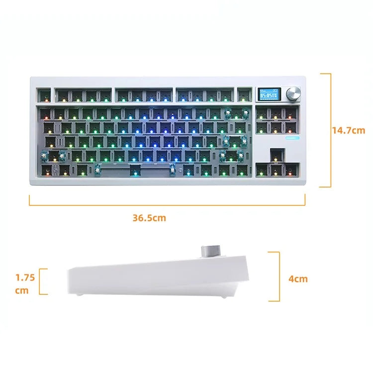 GMK87 RGB Hot Swap Wireless+USB Wired+Bluetooth Mechanical Keyboard Kit with Volume Knob