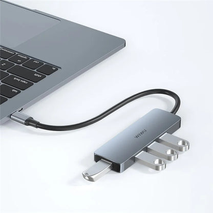 WIWU Alpha 440 Pro Type-C Hub to 4 X USB 3.0 Ports, High Speed Data Transmission Adapter for MacBook
