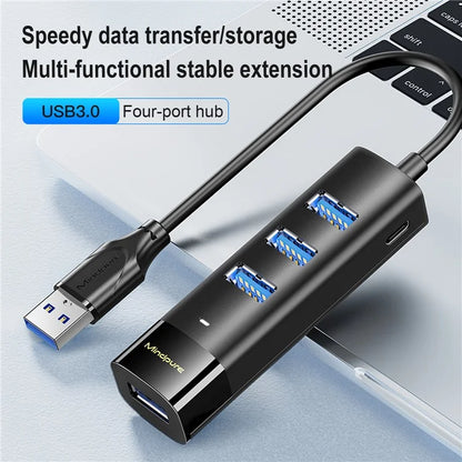 MINDPURE US022 1m USB-A to USB 3.0 4-Port Hub High Speed Data Transfer Laptop Docking Station