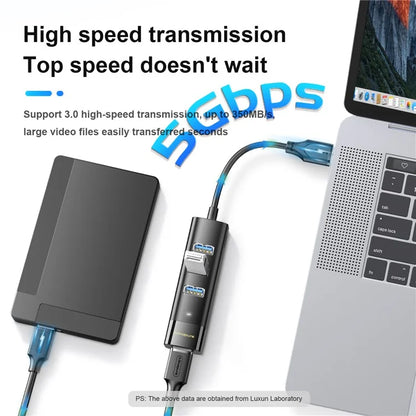 MINDPURE US022 1m USB-A to USB 3.0 4-Port Hub High Speed Data Transfer Laptop Docking Station