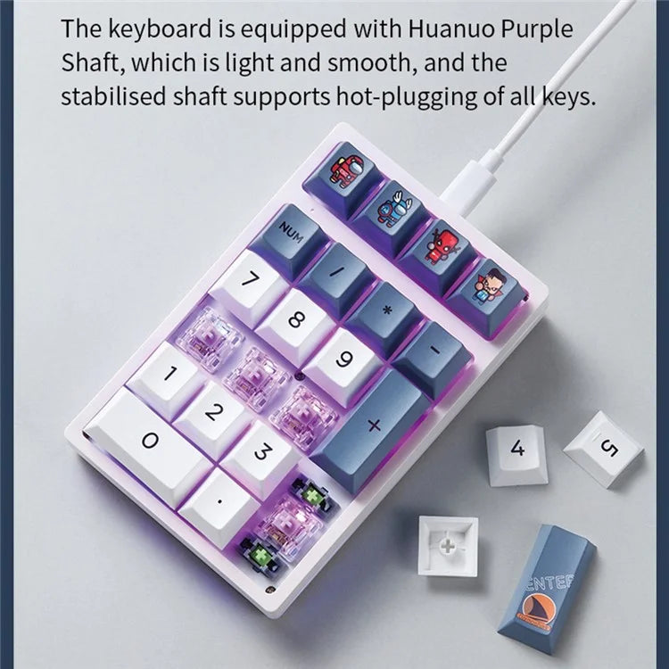 DARMOSHARK K3QMK USB Wired 21 Keys Numeric Keypad Mini Portable RGB Backlight Mechanical Gaming Number Pad  Programmable for Computers