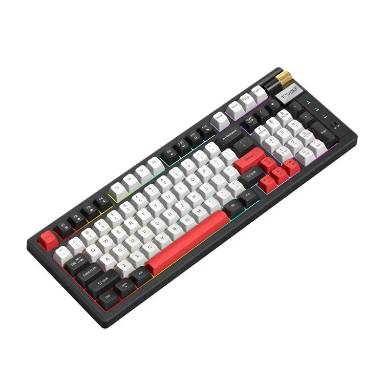 T-WOLF T70 Bluetooth / Wired / 2.4G Wireless Keyboard RGB Backlit 97-Key Mechanical Keyboard