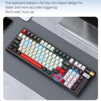 T-WOLF T70 Bluetooth / Wired / 2.4G Wireless Keyboard RGB Backlit 97-Key Mechanical Keyboard