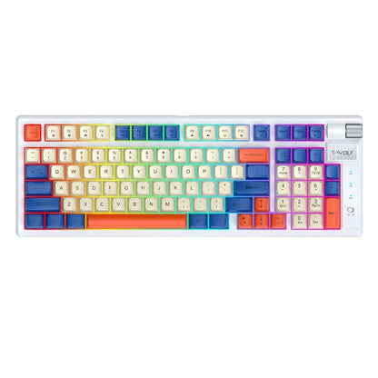 T-WOLF T70 Bluetooth / Wired / 2.4G Wireless Keyboard RGB Backlit 97-Key Mechanical Keyboard