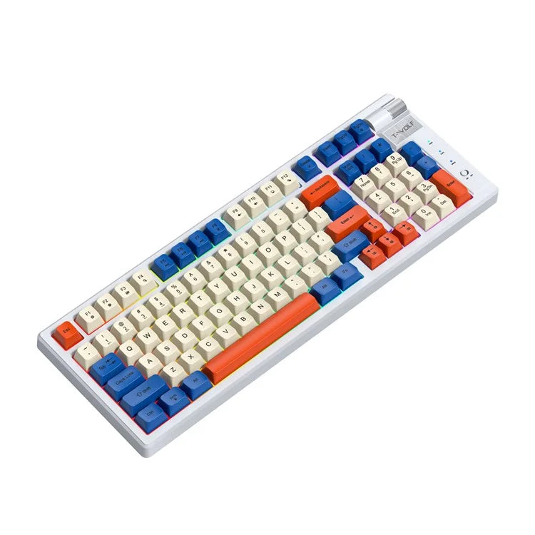 T-WOLF T70 Bluetooth / Wired / 2.4G Wireless Keyboard RGB Backlit 97-Key Mechanical Keyboard