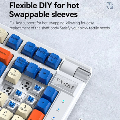 T-WOLF T70 Bluetooth / Wired / 2.4G Wireless Keyboard RGB Backlit 97-Key Mechanical Keyboard